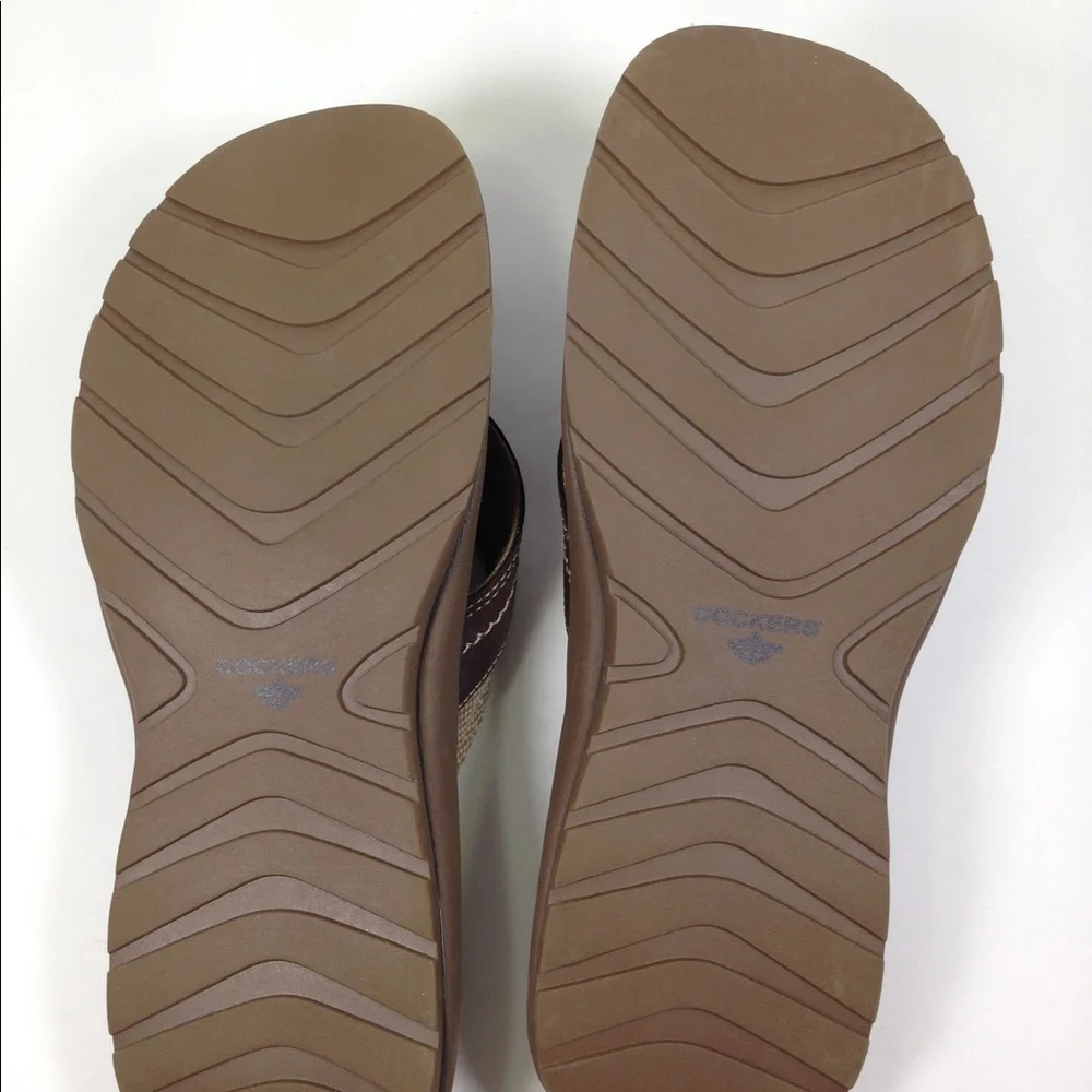 Dockers Redding Dark Brown Leather Flip Flops